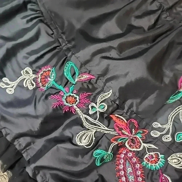Carole Little Y2k 100% Silk Boho Embroidered Beaded Paisley Skirt. Size 8 - Picture 4 of 9